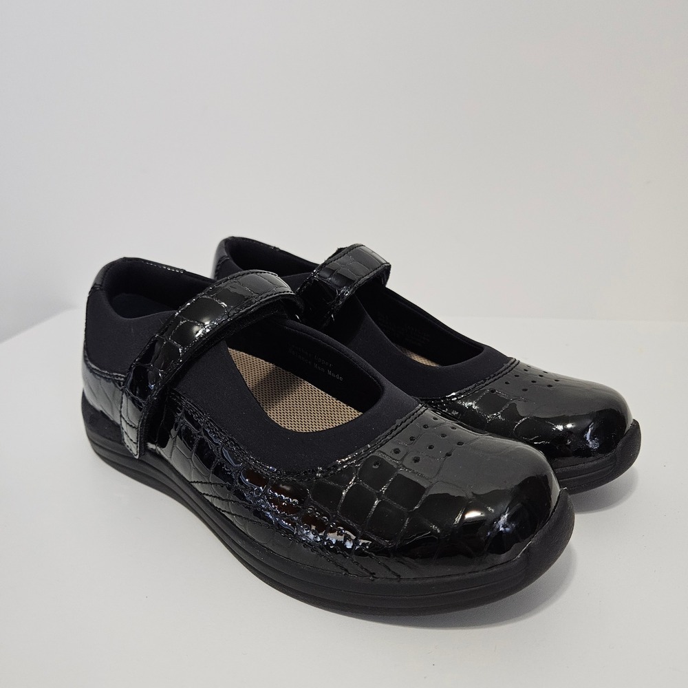 Drew Rose Black Patent Croc Leather Mary Jane Shoes Womens 7.5 S Ortho Comfort